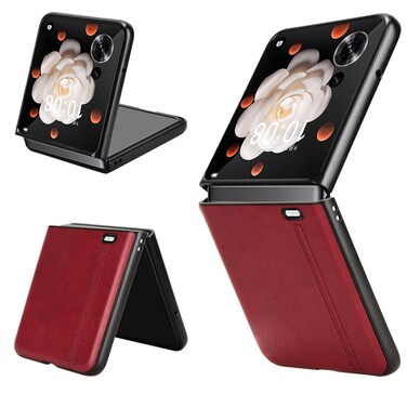 Case cover For Honor Magic V Flip Cow Pattern Sewing Back Cover Phone Case(Red)