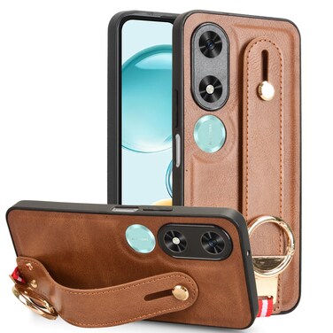 Case cover For Honor Play9C Wristband Leather Back Phone Case(Brown)