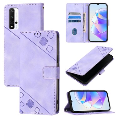 Case cover For Honor 20 / 20 Pro / 20s Skin-feel Embossed Leather Phone Case(Light Purple)