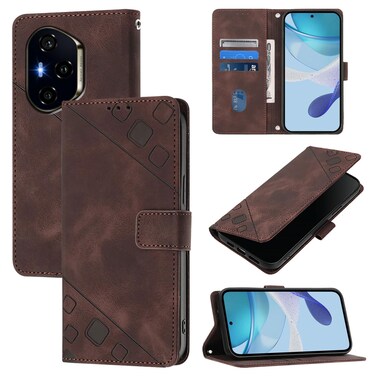 Case cover For Honor 400 Skin-feel Embossed Leather Phone Case(Brown)