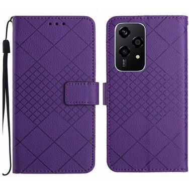 Case cover For Honor 200 Lite Global Rhombic Grid Texture Leather Phone Case(Purple)