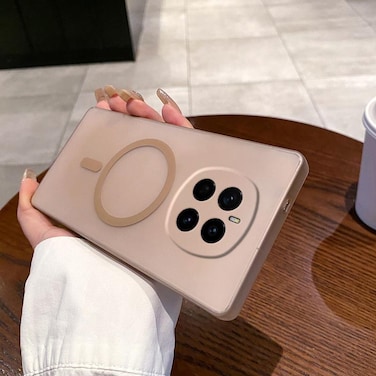 Case cover For Honor Magic7 Fine Hole Ice Fog MagSafe PC Phone Case(Gold)