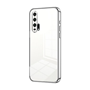 Case cover For Honor 20 Pro Transparent Plating Fine Hole Phone Case(Silver)