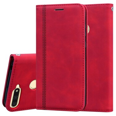 Case cover  For Huawei Honor 7A Frosted Business Magnetic Horizontal Flip PU Leather Case with Holder &amp; Card Slot &amp; Lanyard(Red)