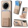 Case cover For Huawei Mate 70 Pro Carbon Fiber Card Bag Fold Stand Phone Case(Khaki)