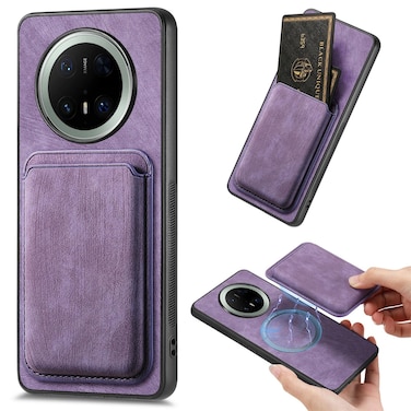 Case cover For Huawei Mate 70 Retro Leather Card Bag Magnetic Phone Case(Purple)