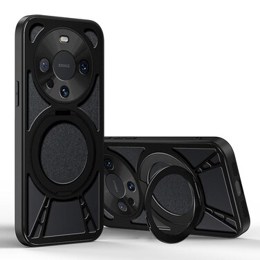 Case cover For Huawei Mate 60 Cooling Hollow Metal Holder MagSafe Phone Case(Black)