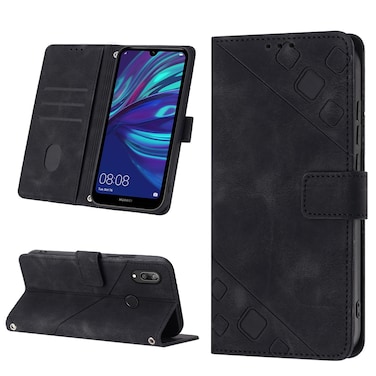 Case cover For Huawei Y7 2019 / Enjoy 9 Skin-feel Embossed Leather Phone Case(Black)