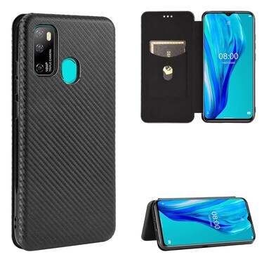 Case cover For Ulefone Note 9P Carbon Fiber Texture Horizontal Flip TPU + PC + PU Leather Case with Card Slot(Black)