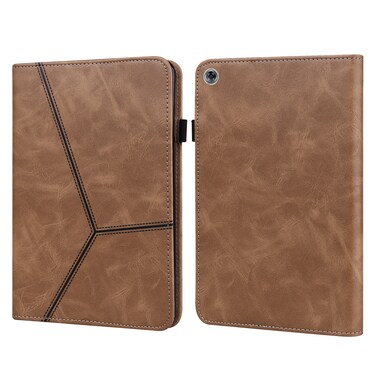 Case cover For Huawei MediaPad M5 Lite 10.1 Solid Color Embossed Striped Leather Case(Brown)