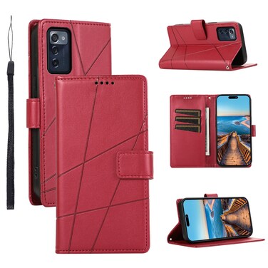 Case cover For ZTE Zmax 5G PU Genuine Leather Texture Embossed Line Phone Case(Red)