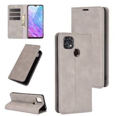 Case cover For ZTE Blade 10 Smart / Blade 20 Retro-skin Business Magnetic Suction Leather Case with Holder &amp; Card Slots &amp; Wallet(Grey)