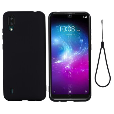 Case cover For ZTE A5 2020 Pure Color Liquid Silicone Shockproof Full Coverage Case(Black)