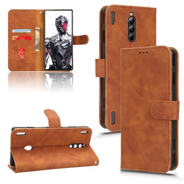 Case cover For ZTE nubia Red Magic 8 Pro 5G Skin Feel Magnetic Flip Leather Phone Case(Brown)