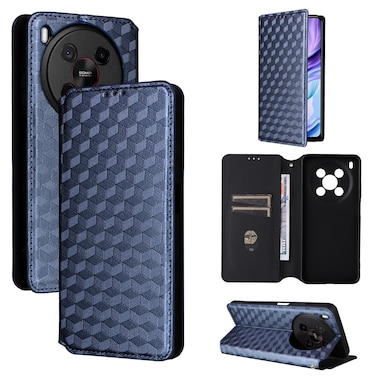 Case cover For ZTE Blade V70 Max / nubia V70 Max Cubic Grid Texture Flip Leather Phone Case(Blue)