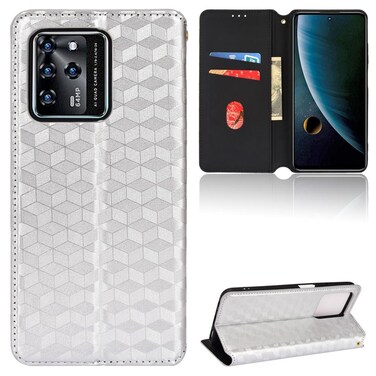 Case cover For ZTE Blade V30 Cubic Grid Texture Flip Leather Phone Case(Silver)