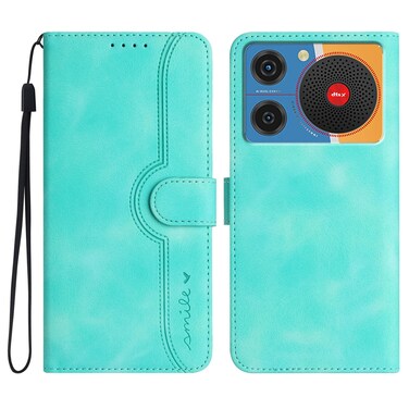 Case cover For ZTE nubia Music Heart Pattern Skin Feel Leather Phone Case(Light Blue)