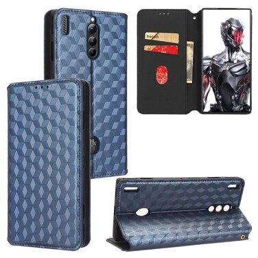 Case cover For ZTE nubia RedMagic 8 Pro 5G / 8 Pro+ Cubic Grid Texture Flip Leather Phone Case(Blue)