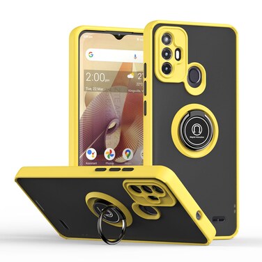 Case cover For ZTE Blade A52 Q Shadow 1 Series TPU + PC Phone Case with Ring(Yellow)