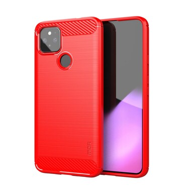 Case cover For Google Pixel 5a 5G MOFI Gentleness Series Brushed Texture Carbon Fiber Soft TPU Case(Red)