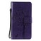 Case cover For Google Pixel 6 Pro Tree &amp; Cat Embossed Pattern Horizontal Flip Leather Case with Holder &amp; Card Slots &amp; Wallet &amp; Lanyard(Purple)