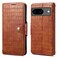 Case cover For Google Pixel 8 Denior Crocodile Texture Oil Edge Leather Phone Case(Brown)