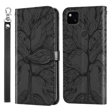 Case cover For Google Pixel 4a Life of Tree Embossing Pattern Horizontal Flip Leather Case with Holder &amp; Card Slot &amp; Wallet &amp; Photo Frame &amp; Lanyard(Black)