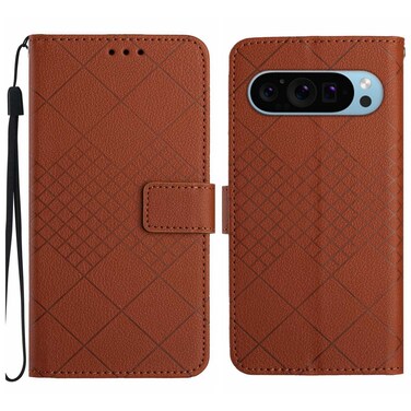 Case cover For Google Pixel 9 Pro XL Rhombic Grid Texture Leather Phone Case(Brown)