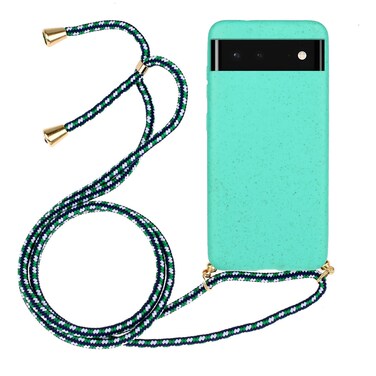 Case cover For Google Pixel 6 Pro Wheat Straw Material + TPU Protective Case with Lanyard(Green)
