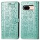 Case cover For Google Pixel 8a Cat and Dog Embossed Leather Phone Case(Green)