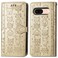 Case cover For Google Pixel 7 Cat and Dog Embossed Leather Phone Case(Gold)