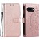 Case cover For Google Pixel 9a Totem Flower Embossed Leather Phone Case with Lanyard(Rose Gold)