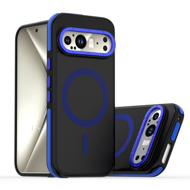 Case cover For Google Pixel 9 Pro XL Dual-Color Skin Feel Magsafe Magnetic Phone Case(Blue)