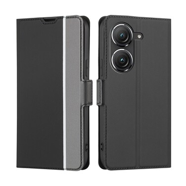 Case cover For Asus Zenfone 9 Twill Texture Side Button Leather Phone Case(Black)