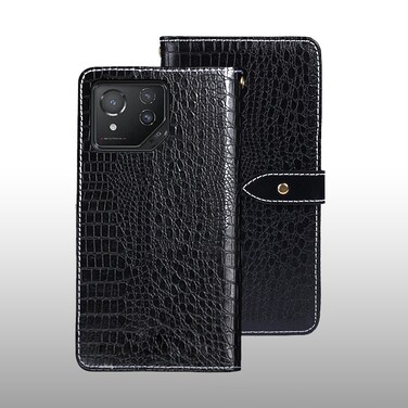 Case cover For ASUS ROG Phone 8 idewei Crocodile Texture Leather Phone Case(Black)