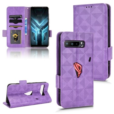 Case cover For Asus ROG Phone 3 Strix / 3 ZS661KL Symmetrical Triangle Leather Phone Case(Purple)