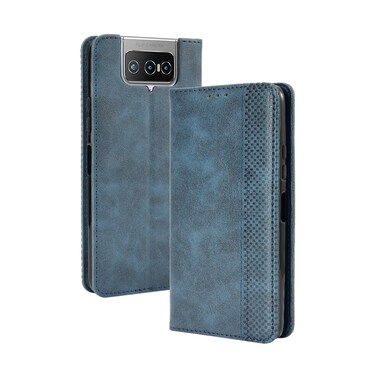 Case cover For Asus Zenfone 7 ZS670KS/Zenfone 7 Pro ZS671KS Magnetic Buckle Retro Crazy Horse Texture Horizontal Flip Leather Case  , with Holder &amp; Card Slots &amp; Photo Frame(Blue)