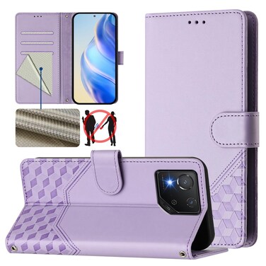 Case cover For Asus ROG Phone 8 / 8 Pro Honeycomb Embossing RFID Leather Phone Case(Light Purple)