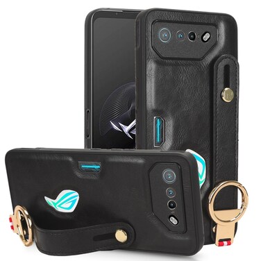 Case cover For Asus ROG Phone 7 / ROG7 Wristband Leather Back Phone Case(Black)