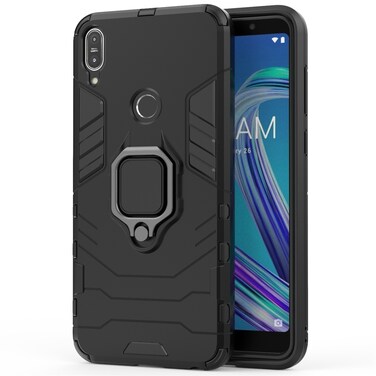 Case cover For Asus Zenfone Max Pro (M1) ZB601KL Shockproof PC + TPU Protective Case with Magnetic Ring Holder(Black)