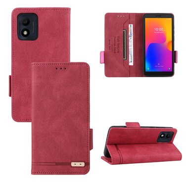 Case cover For Alcatel 1B 2022 Magnetic Clasp Leather Phone Case(Red)
