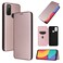 Case cover For alcatel 1S (2021) Carbon Fiber Texture Horizontal Flip TPU + PC + PU Leather Case with Card Slot(Pink)