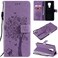Case cover For Motorola Moto G9 Play Tree &amp; Cat Pattern Pressed Printing Horizontal Flip PU Leather Case with Holder &amp; Card Slots &amp; Wallet &amp; Lanyard(Light Purple)