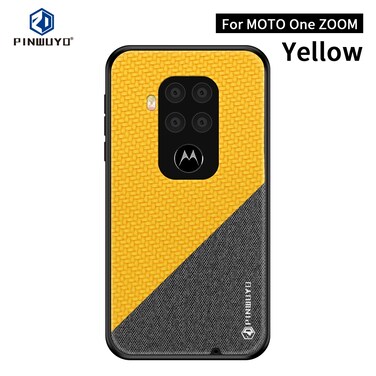 Case cover For Motorola One Zoom / One Pro PINWUYO Rong Series  Shockproof PC + TPU+ Chemical Fiber Cloth Protective Cover(Yellow)