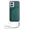 Case cover For Motorola Edge 50 Fusion Skin Feel Four Card Slots Phone Case with Wrist Strap(Green)