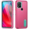 Case cover For Motorola Moto G Stylus 5G Rugged PC + Silicone Phone Case with Holder(Rose Red+Light Green)