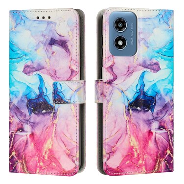 Case cover For Motorola Moto G04 / G24 / G04S Painted Marble Pattern Leather Phone Case(Pink Purple)
