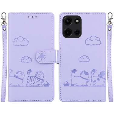 Case cover For Motorola Moto G 5G 2025 Cute Cats RFID Leather Phone Case(Purple)