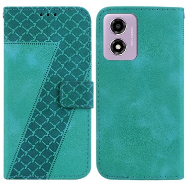 Case cover For Motorola Moto G04s / Moto E14 Seven-shaped Embossed Leather Phone Case(Green)