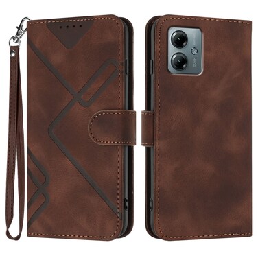 Case cover For Motorola Moto G Play 2025 / G Power 2025 Line Pattern Skin Feel Leather Phone Case(Coffee)